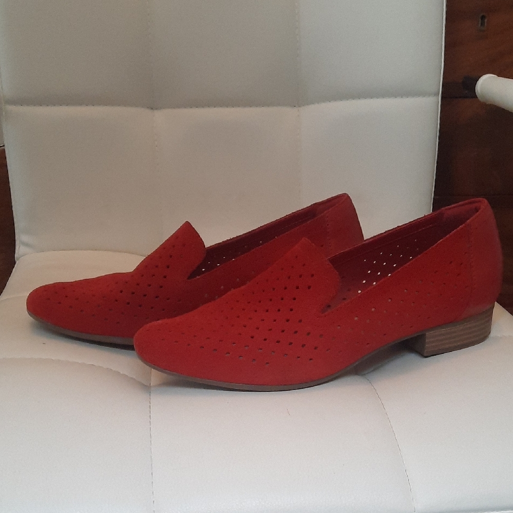Clarks Red Suede Women's Loafers